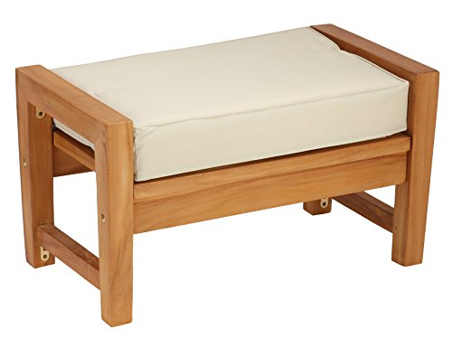Bare Decor Gaston Cushioned Ottoman/Stool in Solid Teak Wood - Thumbnail 4