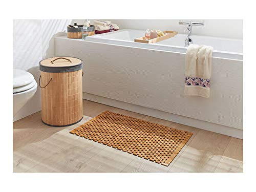 miomare Multipurpose Bamboo Bath Mat For Shower Spa Sauna with Non Slip Feet | Indoor Outdoor Use for Kitchen Bedroom Bathroom Toilet Doormat Pet Mat | 50 x 80 cm (31 x 19 in)
