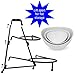 Food Serving Bowl Set: 3 Tier Metal Display Stand with 3 White Stoneware Bowls | Dessert and Snack Server by Chef’s Medal