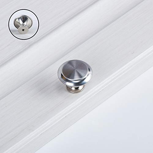 1 Pcs Silver Stainless Steel Single Hole Handle Metal Single Hole Small Handle Round Mushroom Door Pull Handle Knob with Screws for Cabinet, Cupboard, Wardrobe Diameter 29.5mm Height 22.5mm