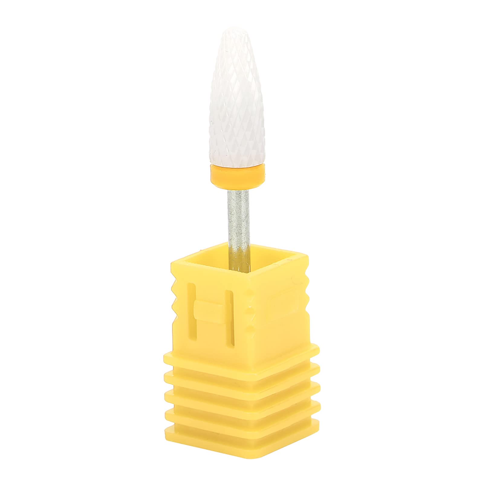 Ceramic Nail Drill Bits,Electric Efile Nail Drill Bits with Holder,Professional Grinding Head for Nail Polishing, carving,etc,Lightweight Portable Nail Drill Bit(yellow)