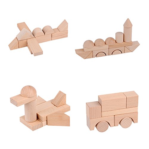 KAJA Classic Natural Wooden Building Blocks Sets 80 Pcs Blocks for Toddlers Educational Preschool Learning Toys with Carrying Bag - Thumbnail 3
