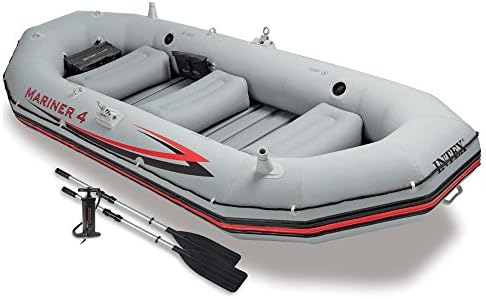 Intex Mariner 4, 4-Person Inflatable Boat Set with Aluminum Oars and High Output Air Pump (Latest Model) 2-Pack