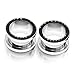 Oyaface 2 PCS Black Tunnels Set Screw Fit Plugs 8G-9/16 316L Stainless Steel Ear Gauges Expanders With CZ Stones Body Piercing 12mm