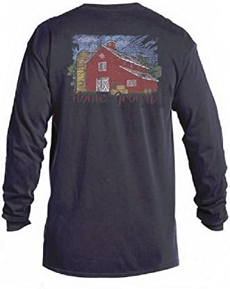 HOME GROWN Barn, Silo, Light Strands on Navy Long Sleeves Women's X Large T-Shirt