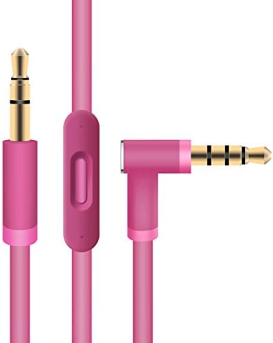 Replacement Audio Cable 3.5mm Cord Wire with Built-in Microphone and Control Car Audio Cable Iphone Ipad MP3/4 for Beats by Dre Headphones Solo Studio Pro Detox Wireless Mixr Executive Pill (Pink)