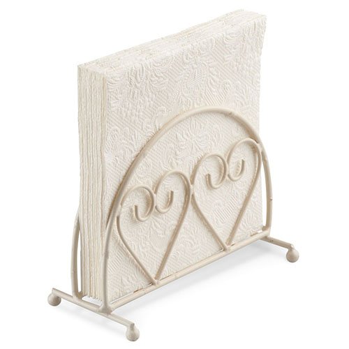 Ambiente Two Hearts Design Upright Napkin Holder Cream