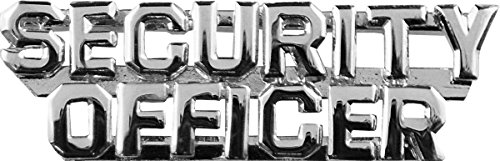 SECURITY OFFICERS - 2 Rows Die Struck Letters Insignia, 2 Posts and Clucth Backs (Sold in Pairs) Metal Letters in Nickel Plating, 1/4" High - Police Sheriff Security Logo, - Sold by Uniform World