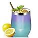 Zonegrace 2 Pack 12oz Insulated Wine Tumbler with Lid Glitter Peacock Violet Ombre, Double Wall Stainless Steel Stemless Insulated Wine Glass, Coffee Mug, for Champaign, Cocktail, Beer, Office
