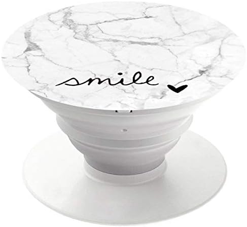 Phone Socket,Pop Grip for Phones and Tables Pack-white marble black smile heart white