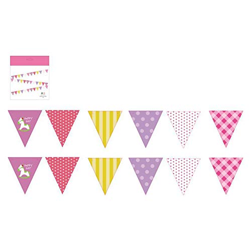 VOANZO 5Pcs Multicolor Pennant Banners Floral for Birthday Party, Baby Shower, Window Decorations and Children's Living Room Decorations 9.84ft,12 Side Bunting Flags(Purple Horse)