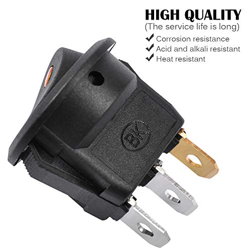 AutoEC 3pcs Car Truck Round Rocker Toggle Switch Yellow LED Light On-Off Switch
