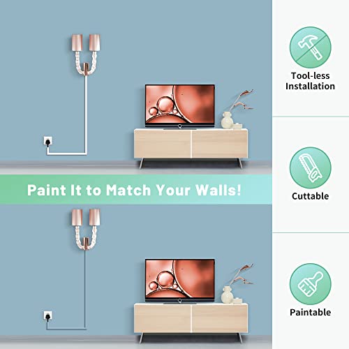 Wire Covers for 2 Cords, 68in Wire Hider On Wall Mounted, Beige Cord