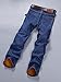Plaid&Plain Men's Fleece Lined Relaxed Fit Winter Thermal Warm Straight Jeans