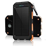 Solar Chargers 30,000mAh, Dualpow Portable Dual USB Solar Battery Charger External Battery Pack Phone Charger Power Bank with Flashlight for Smartphones Tablet Camera (Orange B)