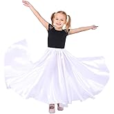 Belly Dance Circle Long Ankle Length Maxi Satin Belly Latin Dance Skirt for Kids Girls Costume 8-12 Years