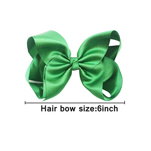 20PCS Girls Hair Bows Clips 6Inch Glitter Grosgrain Ribbon Hair Bows Alligator Hair Clips Hair Accessories for Baby Girls Toddlers Kids Children Teens - Thumbnail 2