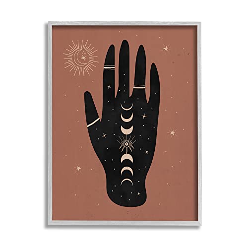 Stupell Industries Astral Bohemian Chic Hand Lunar Phases Gold Tattoo, Design b…