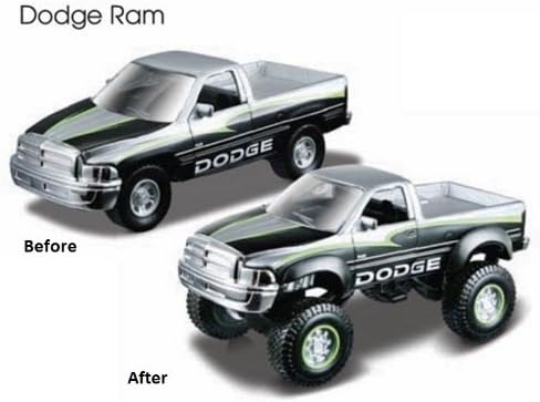 Assembly Line Lifters Silver & Black Dodge Ram Metal Kit Model
