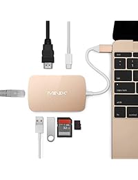 MiniX Neo C X, adaptador USB C Multiport con HDMI   Oro [Ethernet 10 100Mbps] (compatible con Apple MacBook y MacBook Pro). Se vende directamente por MINIX Tecnología Limited.