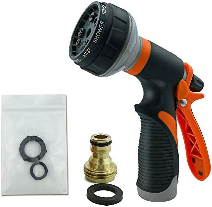 Laifoo 8 Patterns Garden Hose Nozzle Spray Nozzle Non-Slip Water Sprayer With A Brass Adapter