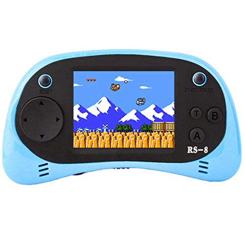 AOKLEE Portable Handheld Game Console for Kids with Built in 260 Classic Retro Video Games 2.5'' Color Screen TV Output Children Rechargeable Gaming Player (Blue)