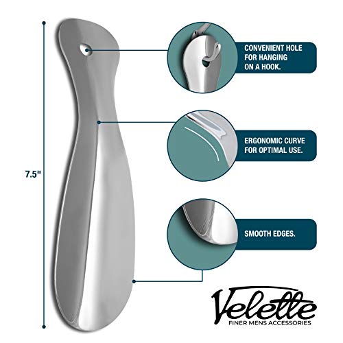 Velette Shoe Horn Metal, 3 Pack, 27.5” Long Shoe Horn & 14” Travel