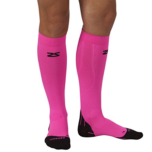 Zensah Tech+ Compression Socks, Neon Pink Large (Men's 10-12.5, Women's 11.5-14)