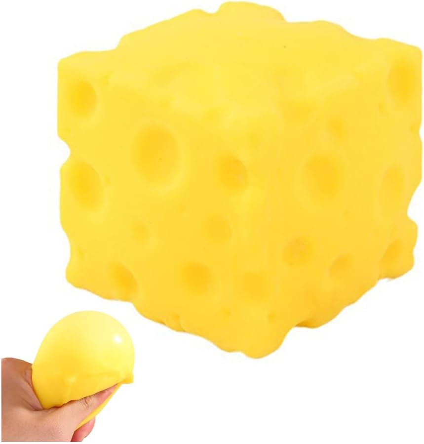 Cheese Stress Relief Soft Novelty Toy, Squishy Squeeze Cheese Block, Unbreakable Cheese Figurine Simulation Cheeses Food Squeeze Toy, 1.97 Inch Squishy Cheeses Stress Ball