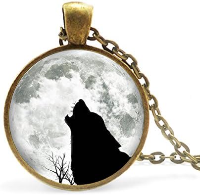 Wolf Howling Necklace, Moon Jewelry, Wolf Pendant, Wolf Necklace