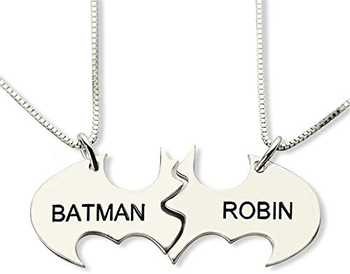 Personalized Batman Name Necklace Silver Name Necklace Set You are My Superhero Best Friendship Jewelry