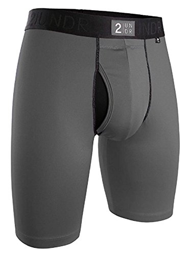 2UNDR Power Shift Long Leg Boxer Briefs Grey Small