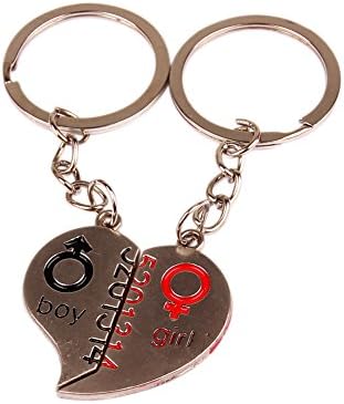 Fengteng A pair of keychain jewelry heart shape boy girl 5201314 keychain for boys women heart puzzle keyring Creative gift
