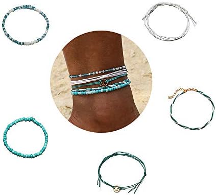 Summer Surfer Wave Anklet Multilayer Boho Turtle Starfish Anklet for Women