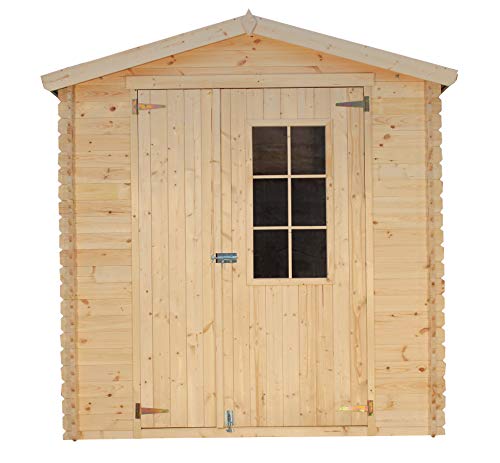 TIMBELA M343E ABRI de Jardin en Bois Exterieur - Chalet en Pin/épicéa- H218 x 200 x 200 cm, 3.53 m² - EP. 19 mm