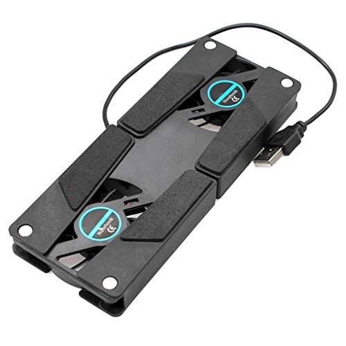 Miaomiaogo Laptop Desk Support Dual Cooling Fan Notebook Computer Stand Foldable USB Rack Holder Black