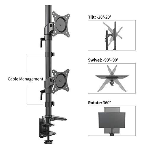 Gibbon Mounts Vertical Monitor Mount, Dual Monitor Stands for 2
