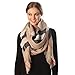 Fashion 21 Women's Warm Over-sized Checked Tartan Blanket Scarf Wrap Shawl (Beige)