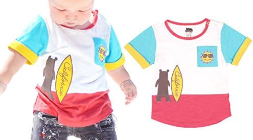 California Bear Surfing T-shirt for Unisex Infant Baby Toddler by Mini Jiji (18-24 mos)