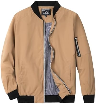 LABEL Go-To Bomber Jacket for Men – Low-Cut Collar – Front Zipper