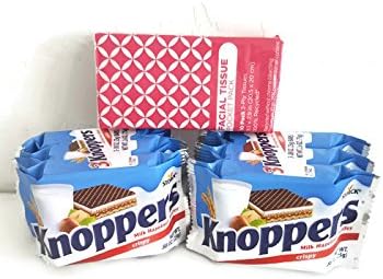 Knoppers 3 pack by Storck wafer 2.6 oz (pack of 2) plus tissues pack