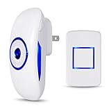 Adoric Life Wireless Doorbell Waterproof Door Bell Kit, 1000 Feet Operating, 36 Chimes, 4 Level Volume, LED Indicator, 1 Plug-In Receiver & 1 Push Button Transmitter