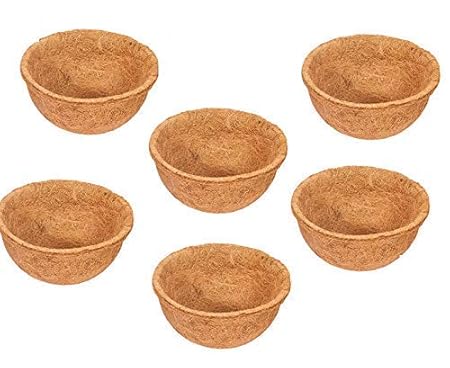 COIR GARDEN Coco Fiber Liner Hanging Planter Coir Pots Basket, 8 Inch, 6 Pieces
