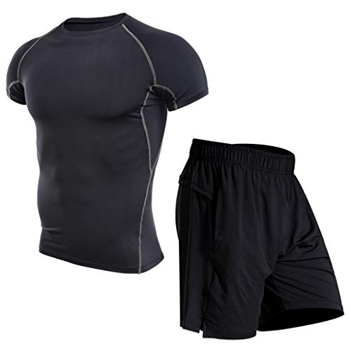 image for WUAI Mens Casual Tracksuit T-Shirts and Shorts Running Athletic Sports