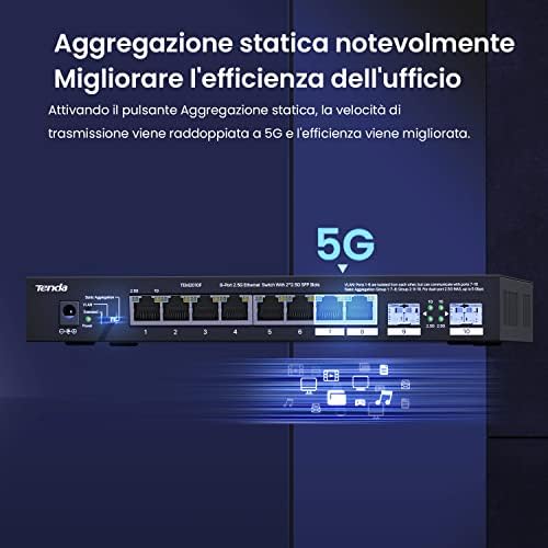Switch 2.5 Gigabit, Switch Ethernet 2.5 Gbps 10 Porte, 2 Porte SFP 2,5 G e 8 Porte RJ-45 2,5G, Desktop e Montaggio a Parete, Compatibile con Computer, NAS, AP Wi-Fi 6 (TEM2010F)