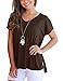 Women T Shirts Short Sleeve Cotton Blouse Tops Loose Fit Plus Size Coffee XL