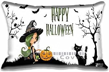 Custom Design Sexy Witch on Halloween Pillow Cases Zippered , Standard Queen Size Holidays Pillowcase - 20X30inch Halloween Cushion Covers Two Size Print