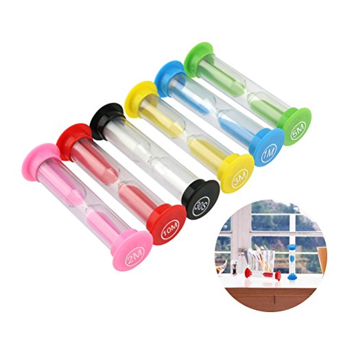 BESTONZON 6pcs Sand Timer - Colorful Hourglass Sandglass Sand Clock Timer 30sec / 1min / 2mins / 3mins / 5mins / 10mins