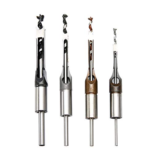 4pc HSS Woodworking Square Hole Drill Bit Mortising Chisel Set Mortiser Drill Bit for DIY Woodworking Tools HRC 48~50 - Thumbnail 5