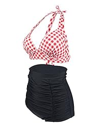 Traje de baño con estampado floral y cintura alta, 2 piezas